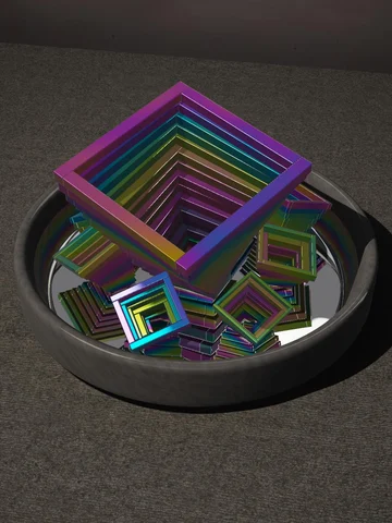 A rainbow-colored bismuth crystal